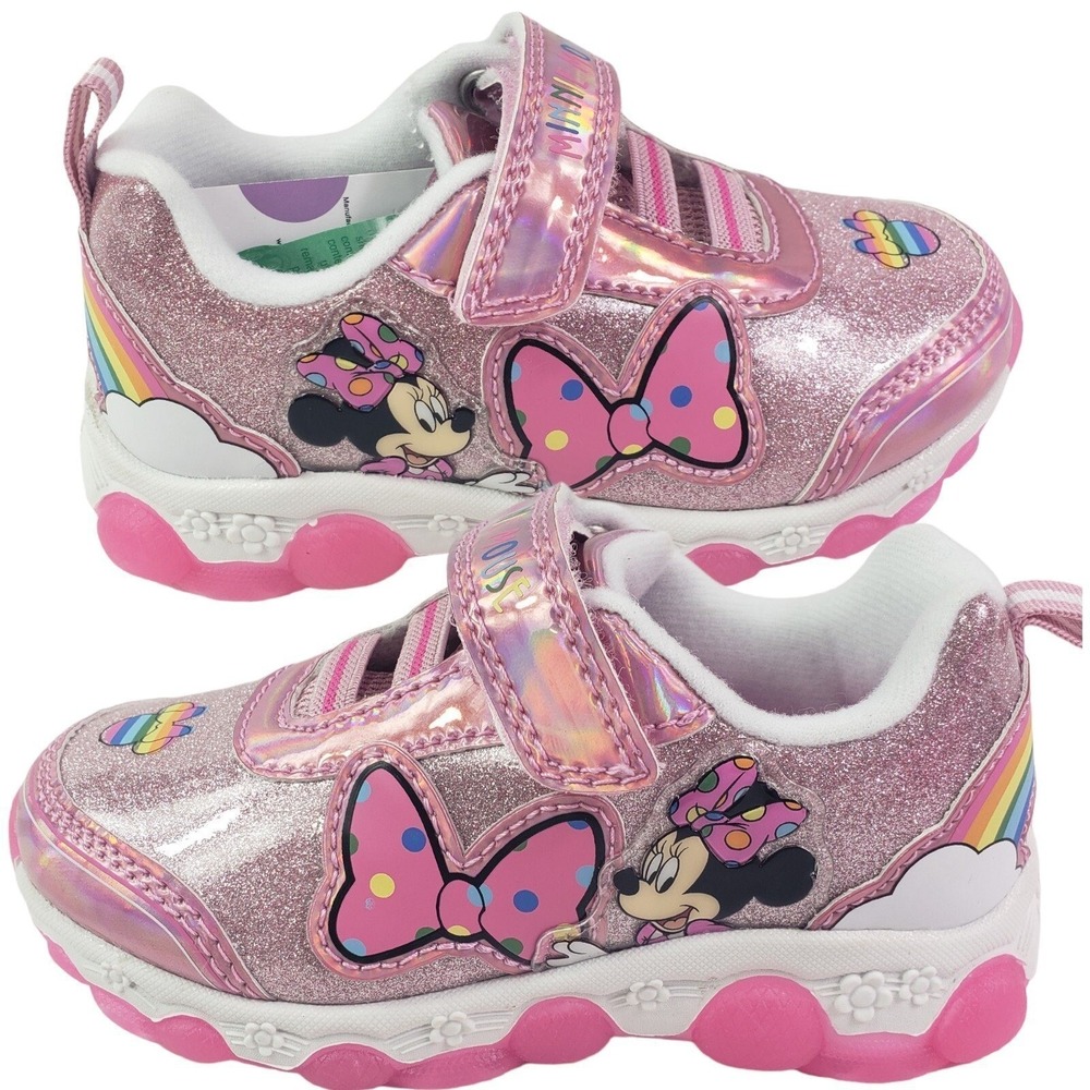 DISNEY Minnie Mouse Sneakers Girls Size‎ 6, Shoes Pink Glitter Athletic